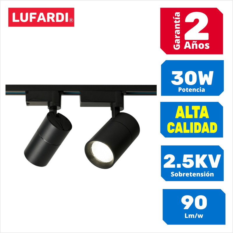 Luminaria Riel Track Light Led 6500K - Luz Blanca 30W - Lufardi