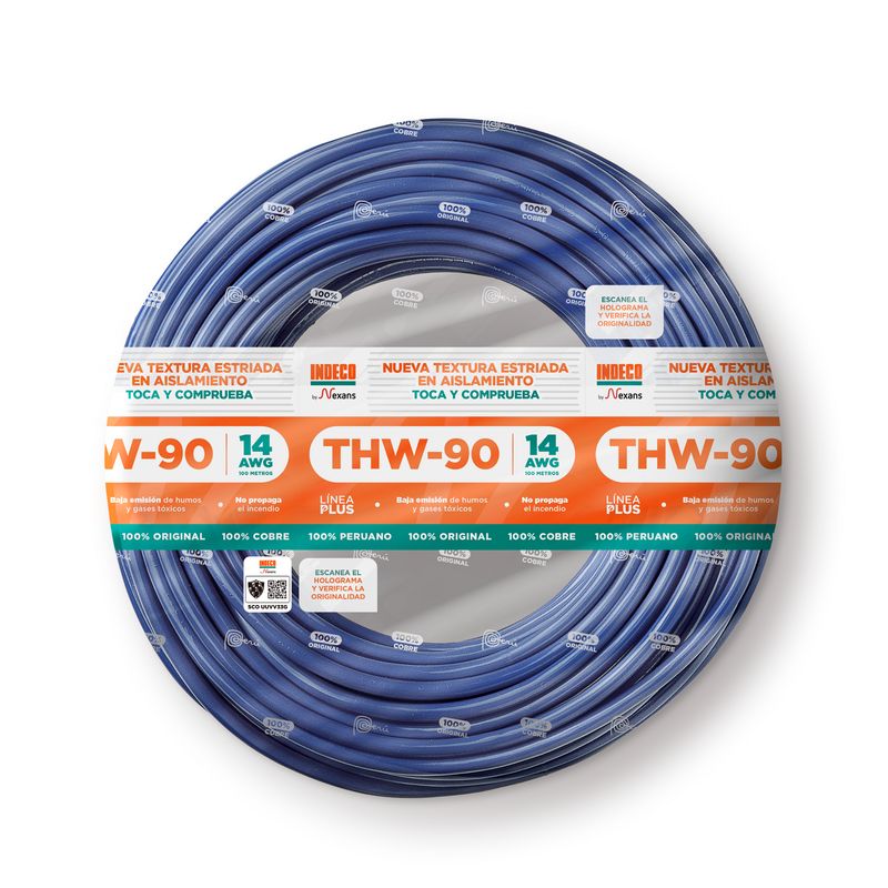 [2340] Cable Thw-90 +Plus 450/750 V Blanco 14 Awg - Indeco