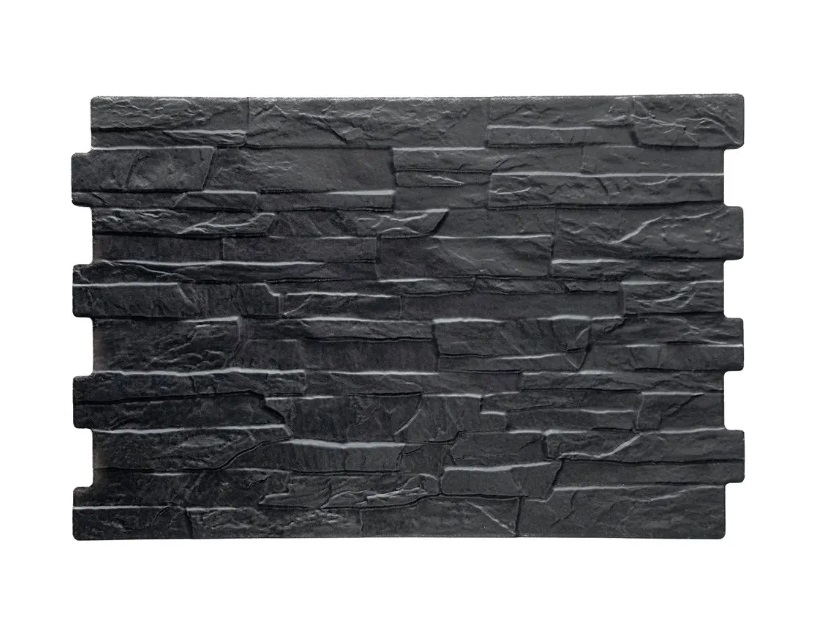 [3066] Cerámico Revestimiento Negro Rustico Alto Relieve