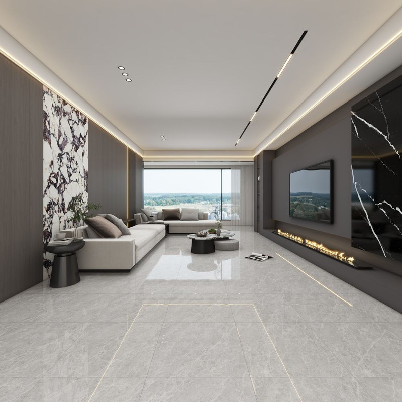 [3078] Piso Porcelanato Marmolizado Vitrificado Rodher Gris 60X60Cm 1.44M2